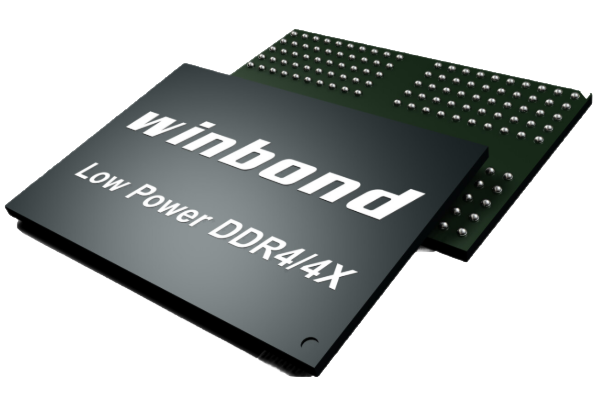 Winbond low-power DDR4X memory module viewed at an angle